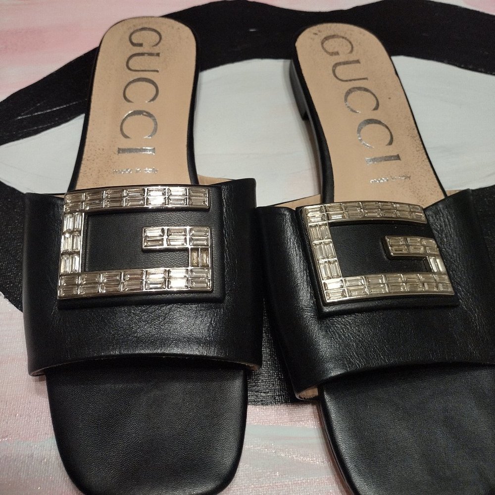 Soft Leather GG Crystal sandals